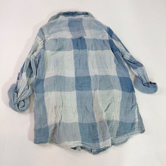 Thread & Supply Top Womens Small Blue Long Sleeve Button Down Gauzy Country - Picture 7 of 8